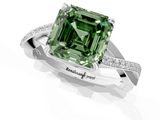 White gold Fancy Green Asscher  Cut Diamond Twisted Band Engagement Ring with Prong Setting_4