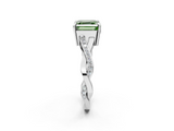 White gold Fancy Green Asscher  Cut Diamond Twisted Band Engagement Ring with Prong Setting_5
