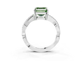 White gold Fancy Green Asscher  Cut Diamond Twisted Band Engagement Ring with Prong Setting_6