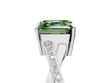 White gold Fancy Green Asscher  Cut Diamond Twisted Band Engagement Ring with Prong Setting_8