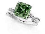 White gold Fancy Green Asscher  Cut Diamond Twisted Band with Pavé Setting and Four-Prong Setting_18
