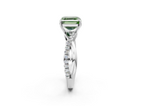 White gold Fancy Green Asscher  Cut Diamond Twisted Band with Pavé Setting and Four-Prong Setting_19