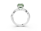 White gold Fancy Green Asscher  Cut Diamond Twisted Band with Pavé Setting and Four-Prong Setting_20