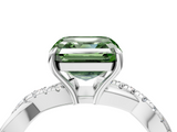 White gold Fancy Green Asscher  Cut Diamond Twisted Band with Pavé Setting and Four-Prong Setting_21