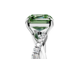 White gold Fancy Green Asscher  Cut Diamond Twisted Band with Pavé Setting and Four-Prong Setting_22