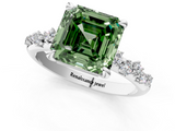White gold Fancy Green Asscher  Cut Diamond Vine Band with Four-Prong Setting_1