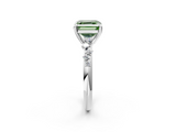 White gold Fancy Green Asscher  Cut Diamond Vine Band with Four-Prong Setting_2