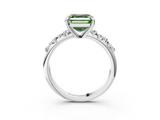 White gold Fancy Green Asscher  Cut Diamond Vine Band with Four-Prong Setting_3