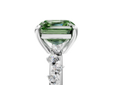 White gold Fancy Green Asscher  Cut Diamond Vine Band with Four-Prong Setting_5
