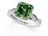 White gold Fancy Green Asscher  Cut Diamond with Milgrain Marquise and Bezel Accents on a Solitaire Band with Prong Setting_18