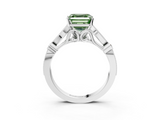 White gold Fancy Green Asscher  Cut Diamond with Milgrain Marquise and Bezel Accents on a Solitaire Band with Prong Setting_20