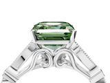 White gold Fancy Green Asscher  Cut Diamond with Milgrain Marquise and Bezel Accents on a Solitaire Band with Prong Setting_21