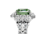 White gold Fancy Green Asscher  Cut Double Halo Diamond Engagement Ring with Pave Band and Four-Prong Setting_43