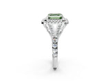 White gold Fancy Green Asscher  Cut Double Halo Split Shank Diamond Ring with Prong Setting_48