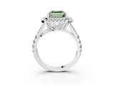 White gold Fancy Green Asscher  Cut Double Halo Split Shank Diamond Ring with Prong Setting_49