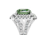 White gold Fancy Green Asscher  Cut Double Halo Split Shank Diamond Ring with Prong Setting_51