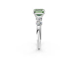 White gold Fancy Green Asscher  Cut Five-Stone Prong Set Diamond Ring with Classic Band_31