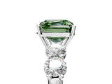 White gold Fancy Green Asscher  Cut Five-Stone Prong Set Diamond Ring with Classic Band_34