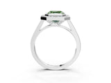 White gold Fancy Green Asscher Cut Halo Bezel Diamond Pave Band Ring_3