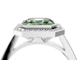 White gold Fancy Green Asscher Cut Halo Bezel Diamond Pave Band Ring_4