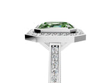 White gold Fancy Green Asscher Cut Halo Bezel Diamond Pave Band Ring_5