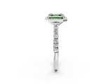 White gold Fancy Green Asscher  Cut Halo Diamond Engagement Ring with Pave Band and Four-Prong Setting_19
