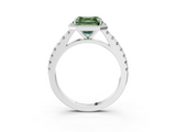 White gold Fancy Green Asscher  Cut Halo Diamond Engagement Ring with Pave Band and Four-Prong Setting_20
