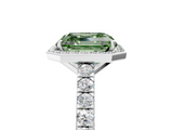 White gold Fancy Green Asscher  Cut Halo Diamond Engagement Ring with Pave Band and Four-Prong Setting_22