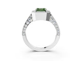White gold Fancy Green Asscher Cut Halo Diamond Engagement Ring with Split Shank Band and Four-Prong Setting_15