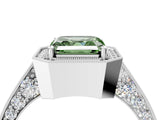 White gold Fancy Green Asscher Cut Halo Diamond Engagement Ring with Split Shank Band and Four-Prong Setting_16