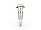 White gold Fancy Green Asscher  Cut Halo Diamond Engagement Ring with Split Shank and Four-Prong Setting_2