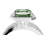 White gold Fancy Green Asscher  Cut Halo Diamond Engagement Ring with Split Shank and Four-Prong Setting_4