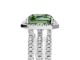 White gold Fancy Green Asscher  Cut Halo Diamond Engagement Ring with Split Shank and Four-Prong Setting_5