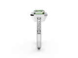 White gold Fancy Green Asscher  Cut Halo Diamond Pave Band Ring with Four-Prong Setting_2