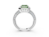 White gold Fancy Green Asscher  Cut Halo Diamond Pave Band Ring with Four-Prong Setting_3