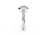 White gold Fancy Green Asscher  Cut Halo Diamond Pave Band with Four-Prong Setting_19