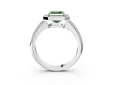 White gold Fancy Green Asscher  Cut Halo Diamond Pave Band with Four-Prong Setting_20