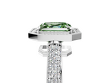 White gold Fancy Green Asscher  Cut Halo Diamond Pave Band with Four-Prong Setting_22