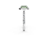 White gold Fancy Green Asscher Cut Halo Diamond Pave Band with Prong Setting_2
