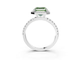 White gold Fancy Green Asscher Cut Halo Diamond Pave Band with Prong Setting_3