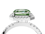 White gold Fancy Green Asscher Cut Halo Diamond Pave Band with Prong Setting_4