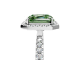 White gold Fancy Green Asscher Cut Halo Diamond Pave Band with Prong Setting_5