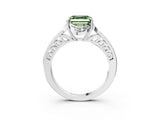 White gold Fancy Green Asscher  Cut Halo Diamond Ring with Channel Set Band and Four-Prong Setting_49