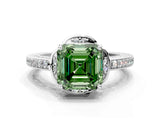 White gold Fancy Green Asscher  Cut Halo Diamond Ring with Channel Set Band and Four-Prong Setting_51