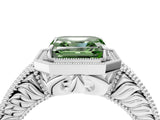 White gold Fancy Green Asscher  Cut Halo Diamond Ring with Pavé Band and Four-Prong Setting_33