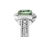 White gold Fancy Green Asscher  Cut Halo Diamond Ring with Pavé Band and Four-Prong Setting_34