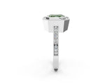White gold Fancy Green Asscher  Cut Halo Diamond Ring with Pavé Band and Milgrain Prong Setting_51