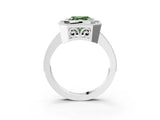 White gold Fancy Green Asscher  Cut Halo Diamond Ring with Pavé Band and Milgrain Prong Setting_52