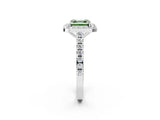 White gold Fancy Green Asscher Cut Halo Diamond Ring with Pavé Band and Three-Prong Setting_14