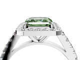 White gold Fancy Green Asscher Cut Halo Diamond Ring with Pavé Band and Three-Prong Setting_16